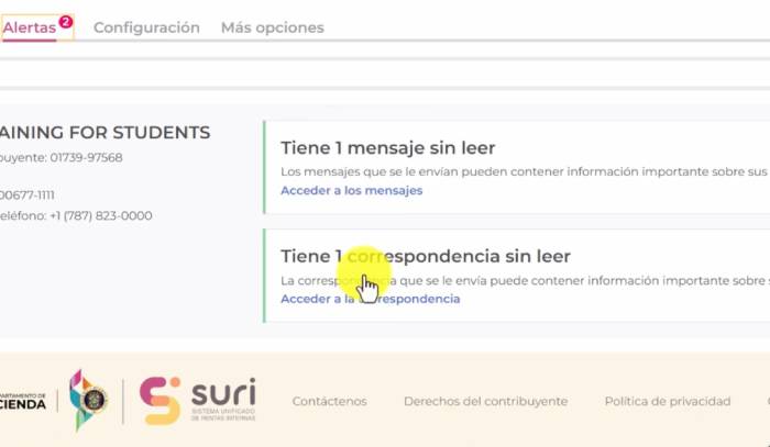 alertas para revisar correspondencia tras renovar registro de comerciante en SURI