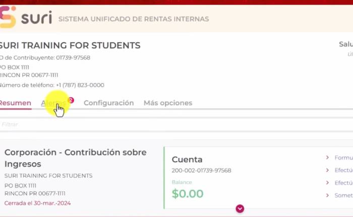 alertas en SURI Hacienda para renovar registro de comerciante