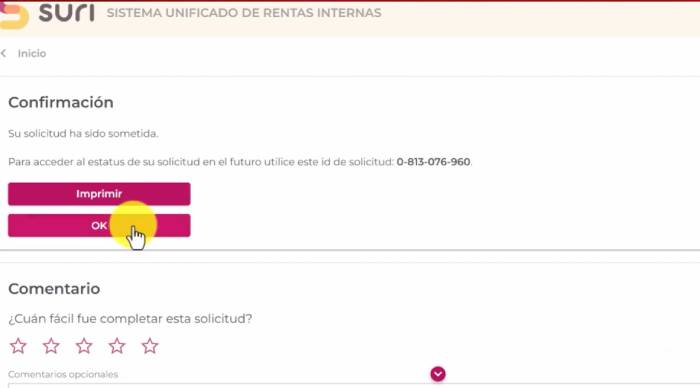 confirmación para renovar registro de comerciante