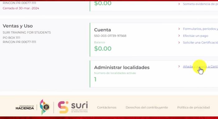 conseguir certificado de registro de comerciante en SURI Hacienda