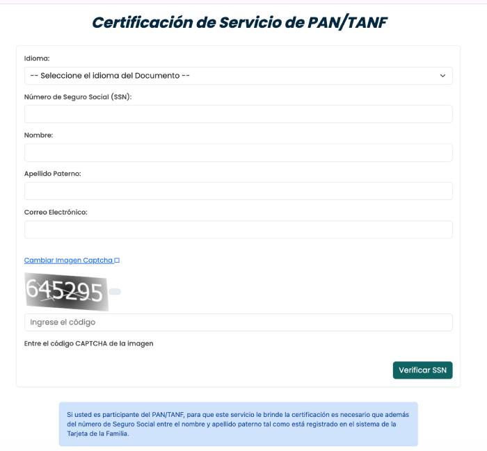 Datos para solicitar la certificación del PAN en ADSEF