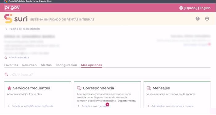 más opciones en SURI Hacienda para radicar planilla senior