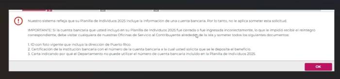 mensaje de que no se necesita actualizar la información bancaria en SURI Hacienda