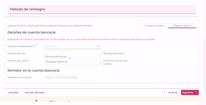 método de reintegro para planilla crédito senior en SURI Hacienda