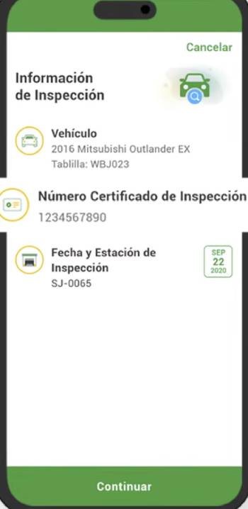número de certificado de inspección para renovar marbete en CESCO Digital