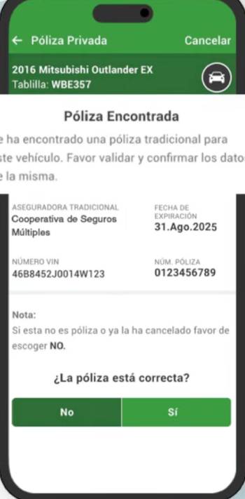 póliza con cubierta de responsabilidad pública para renovar marbete en CESCO Digital