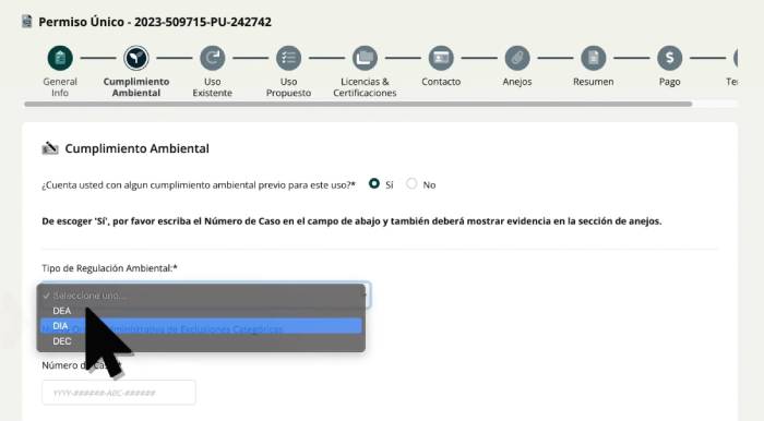 tipo de regulación ambiental para solicitar permiso único en PR