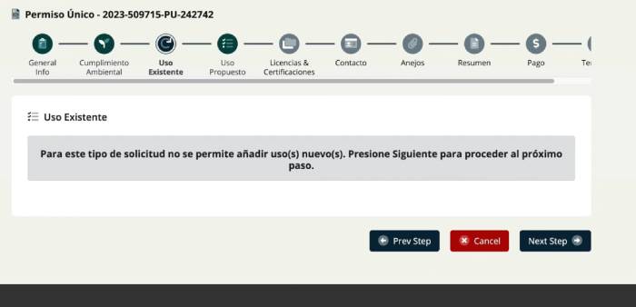 usos existentes para solicitar permiso único en PR